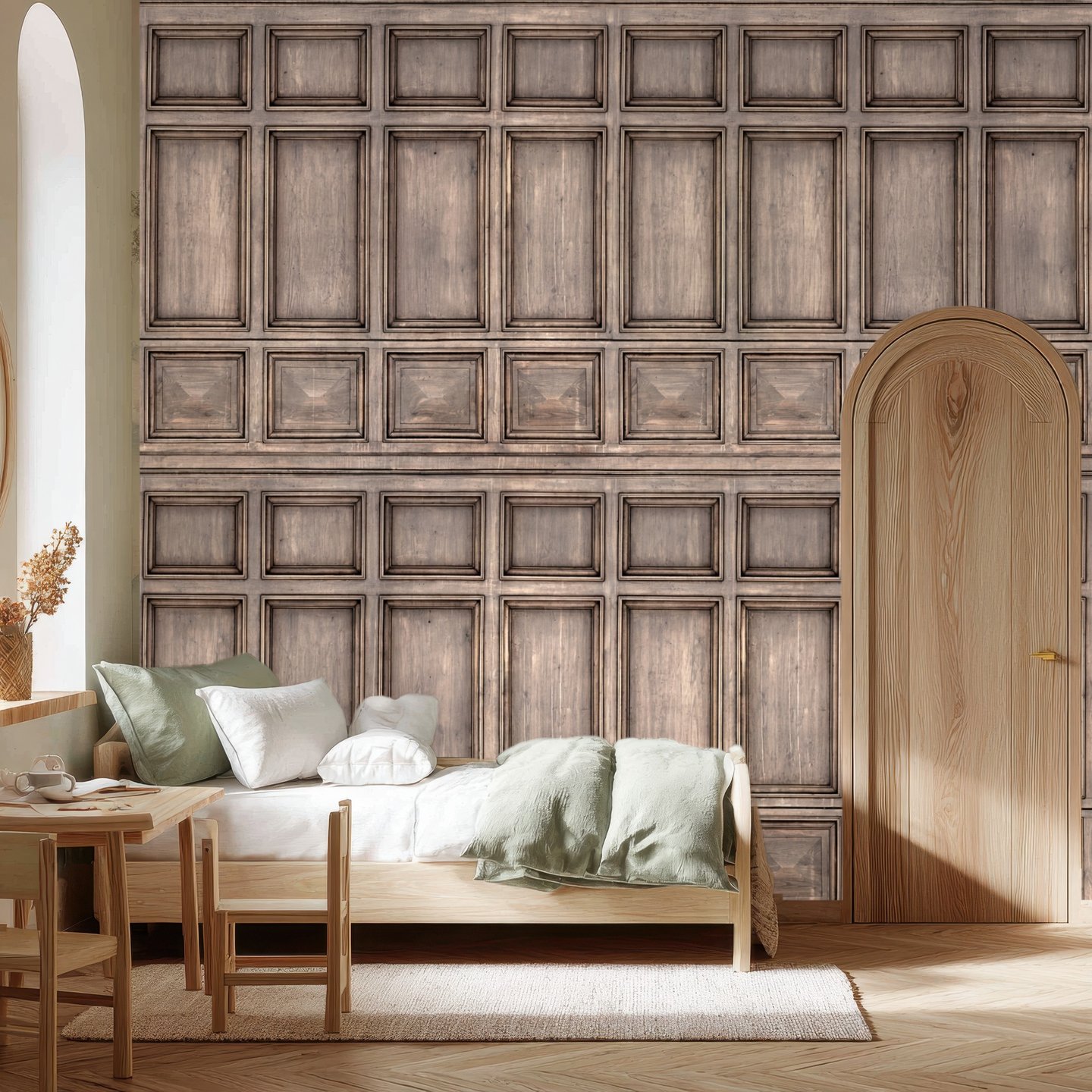 Panelled Reverie brun mural