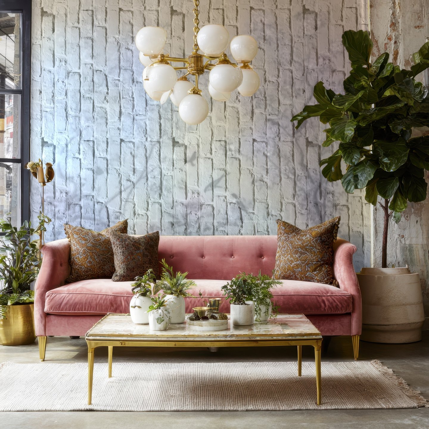 White Brick Loft rød wallpaper