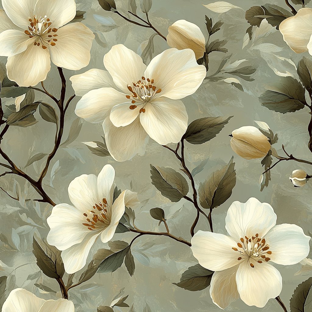 Ivory Blossom Grove beige wallpaper
