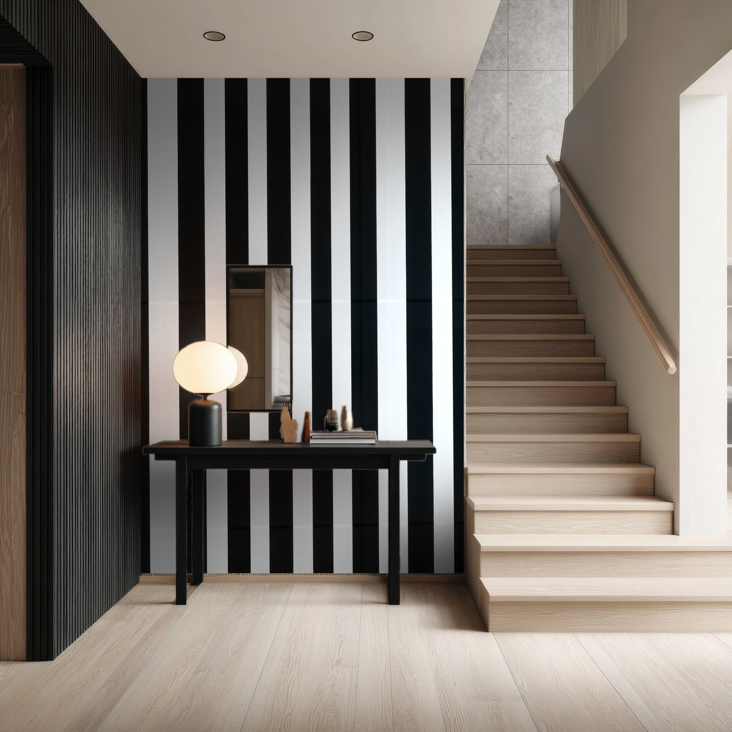 Bold Monochrome Stripe lilla wallpaper