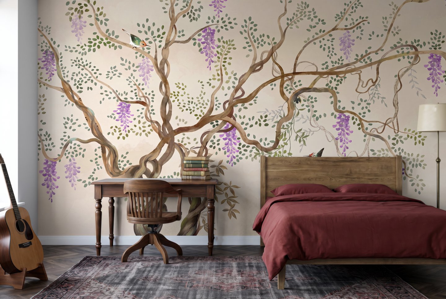 Wisteria Canopy beige mural