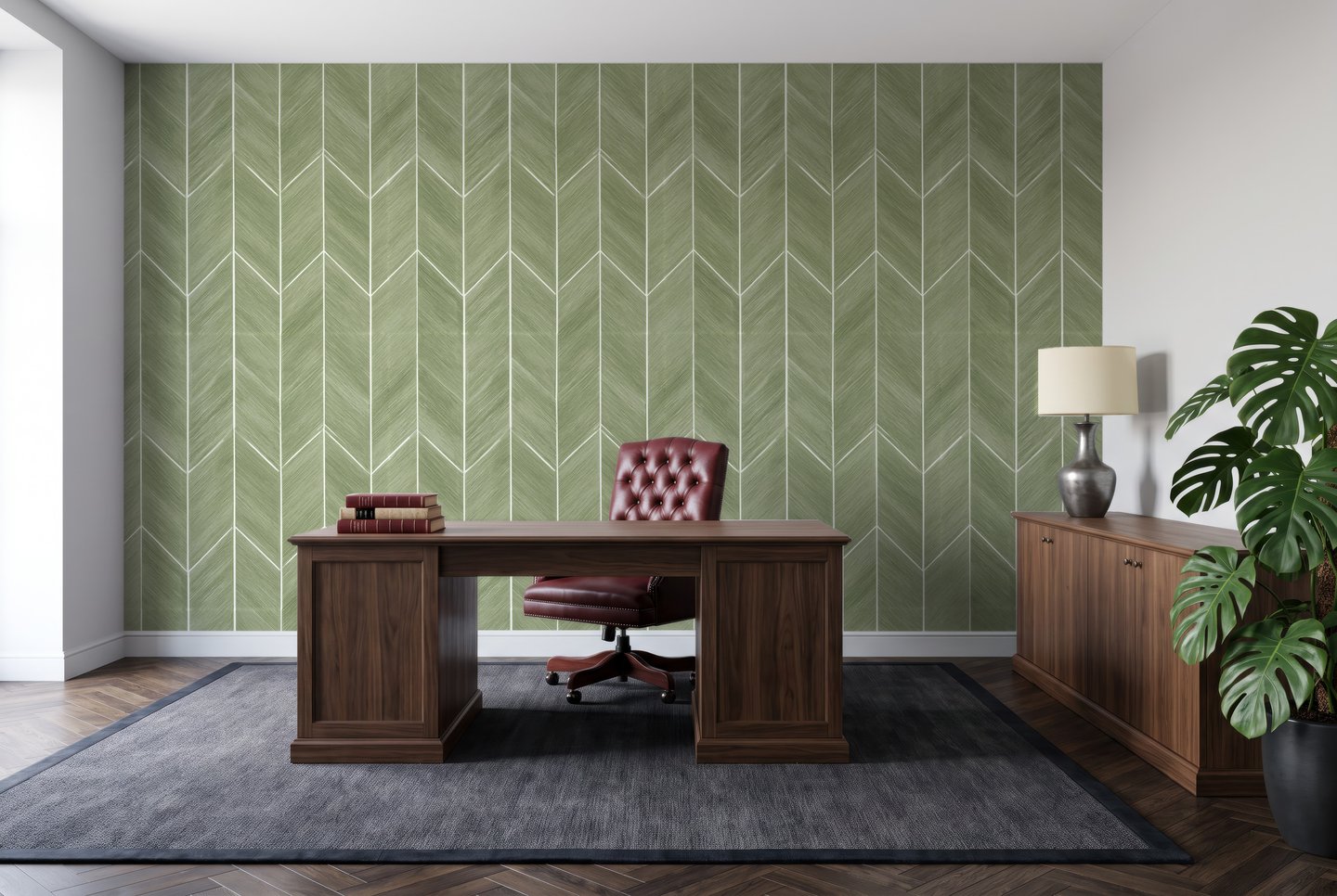Oak Chevron Parquet 올리브색 wallpaper