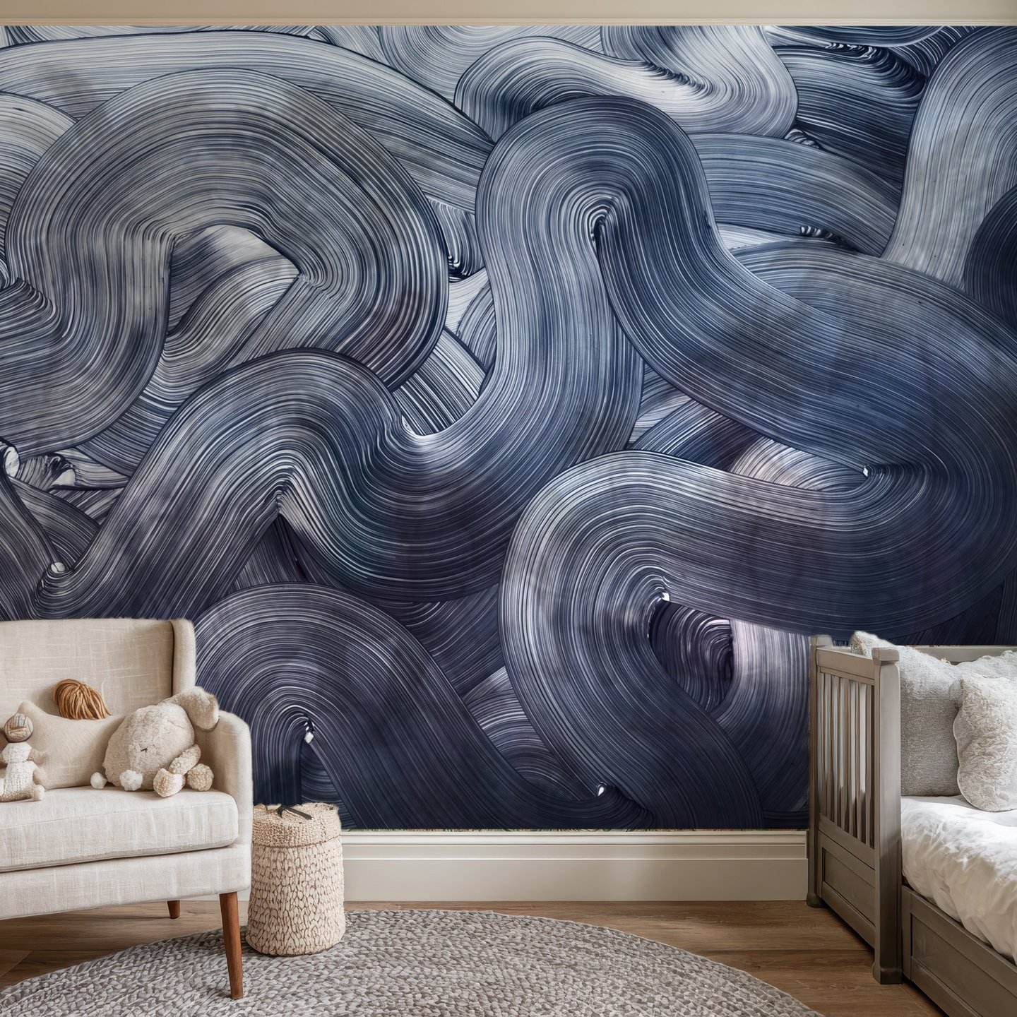 Storm Brushstroke blå mural