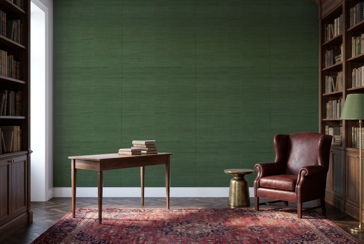 Deep Teal Linen grønn wallpaper