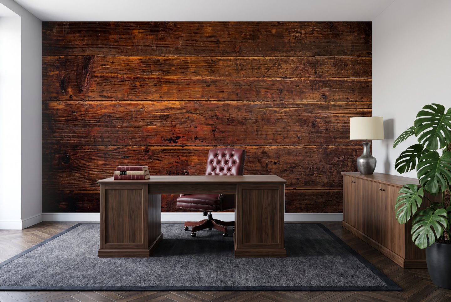 Russet Barn Planks 茶色 mural