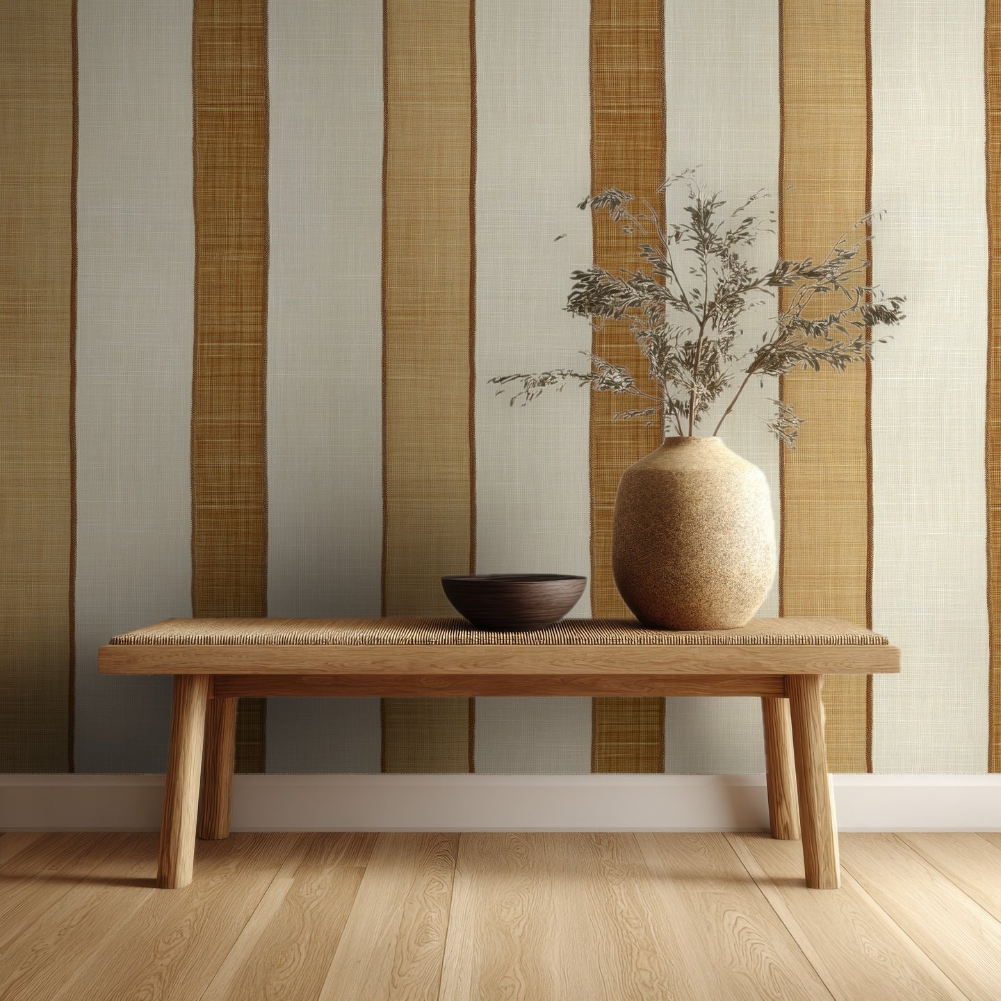 Burlap Stripes brun wallpaper