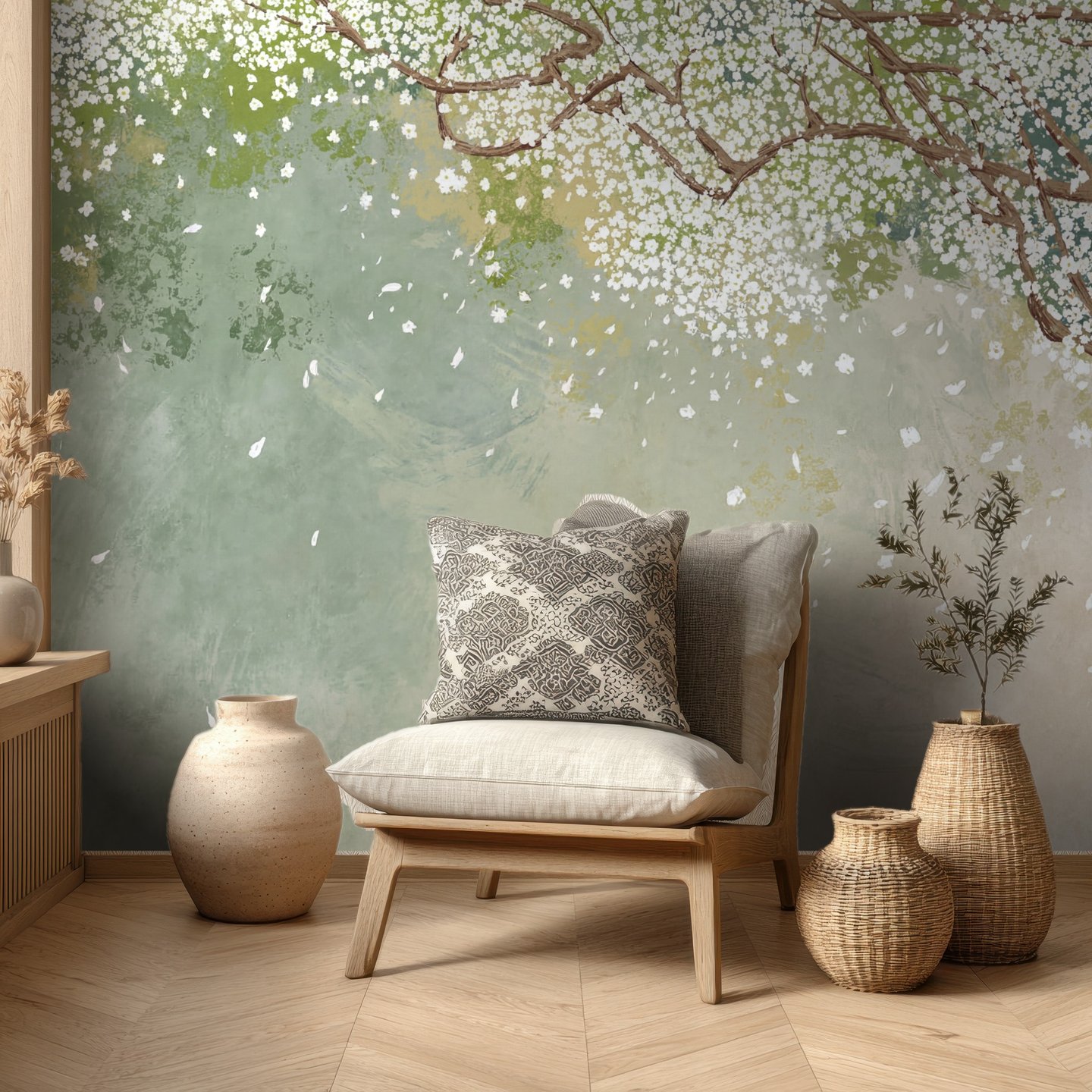 Sage Blossom Canopy 초록색 mural