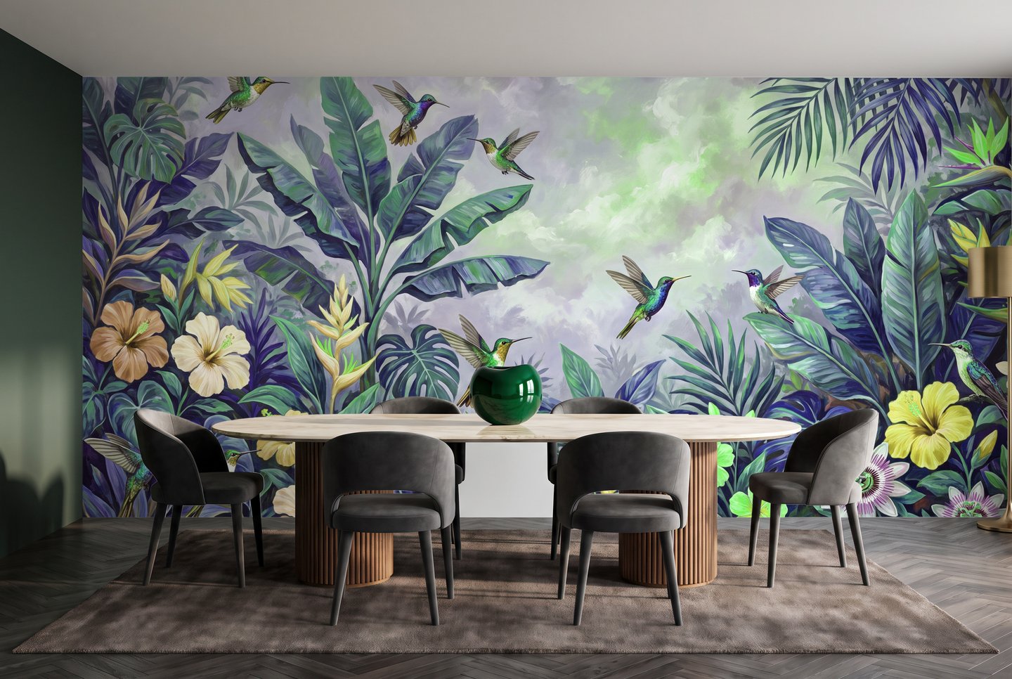 Amazonashimler blågrønn mural