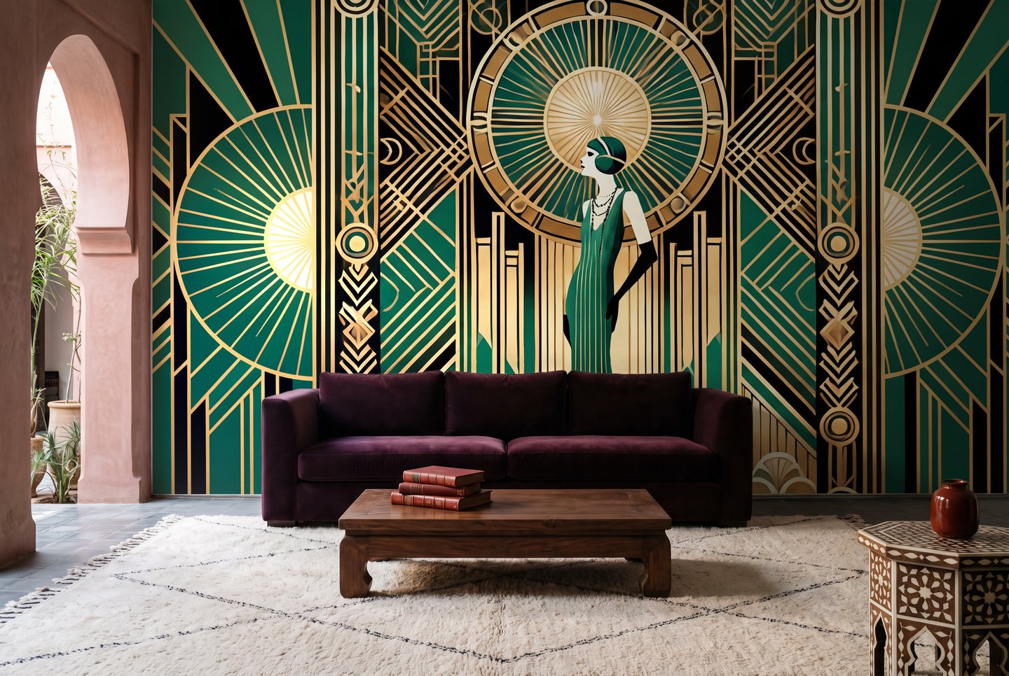 Dekoskumring grønn mural