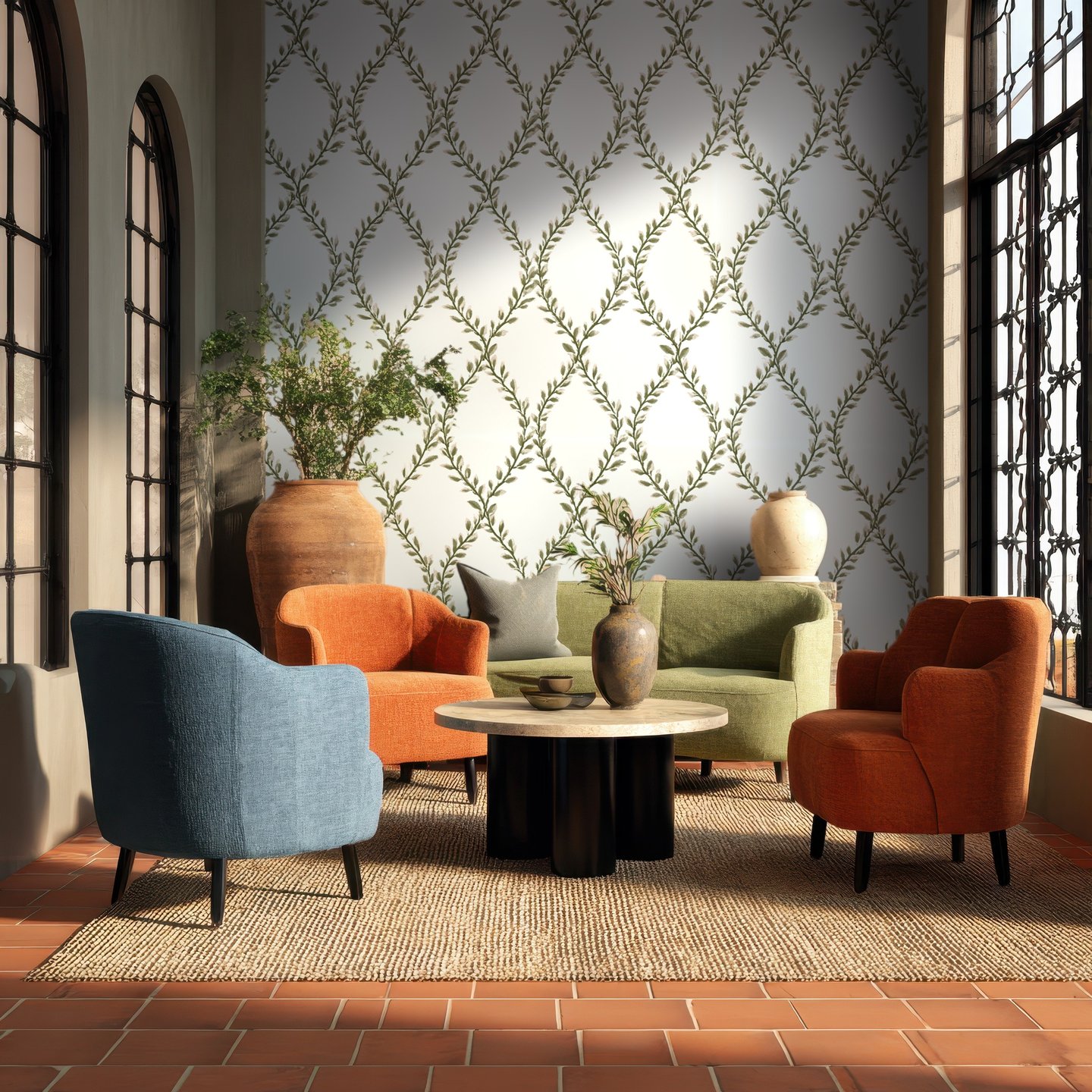 Green Trellis Diamond gul wallpaper