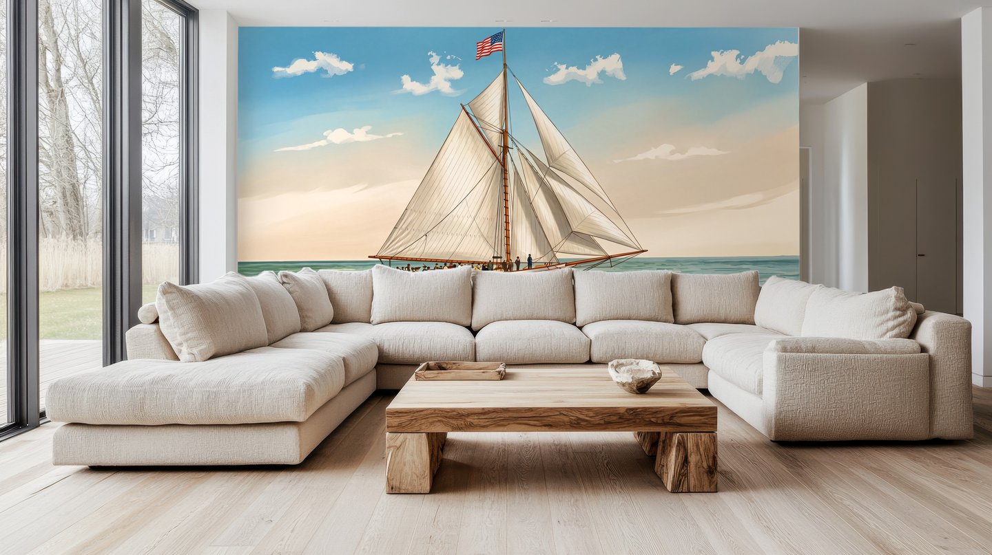 帆の動き 青 mural