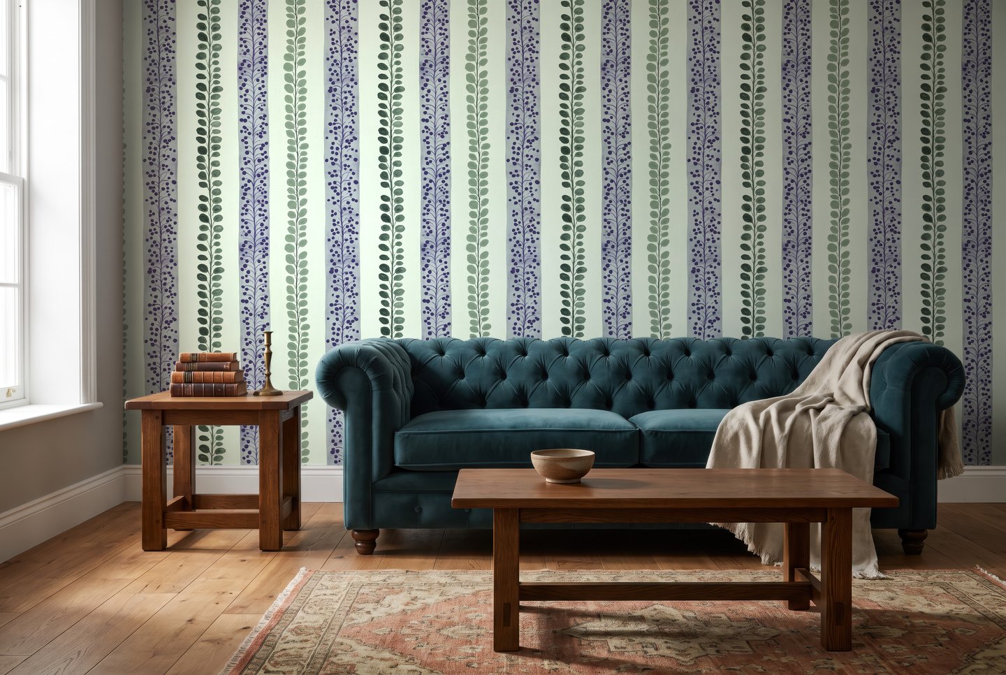 Rayure coutil denim vert wallpaper