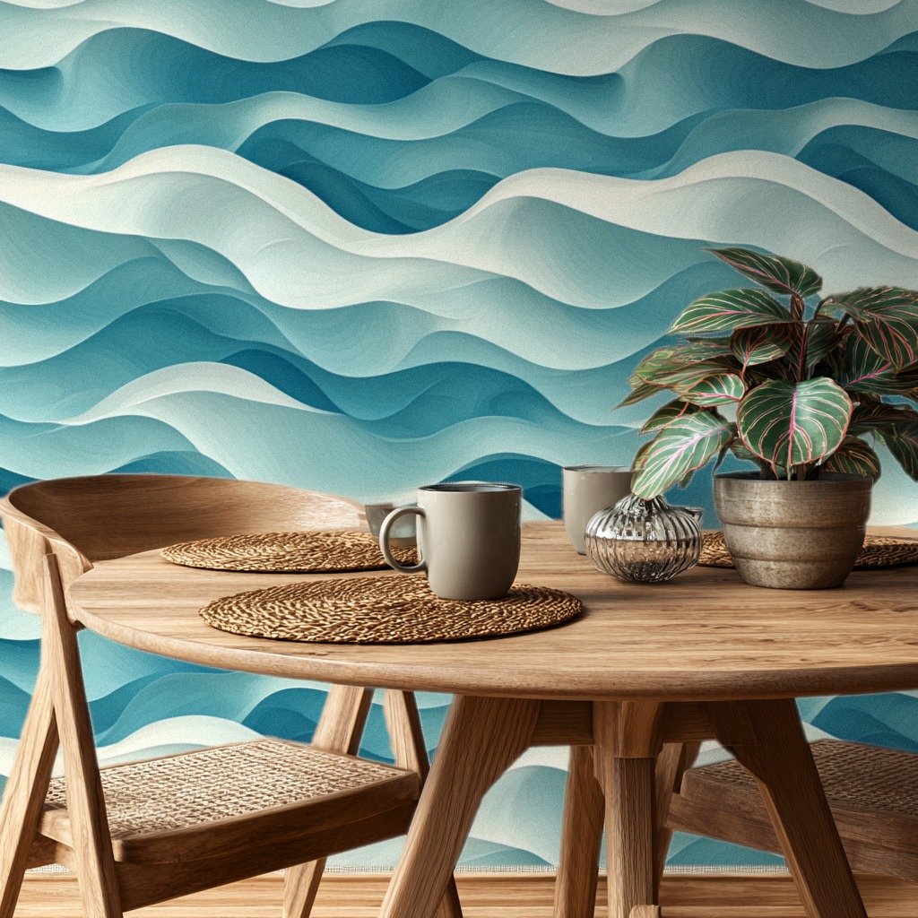 Oceanic Waveforms teal wallpaper