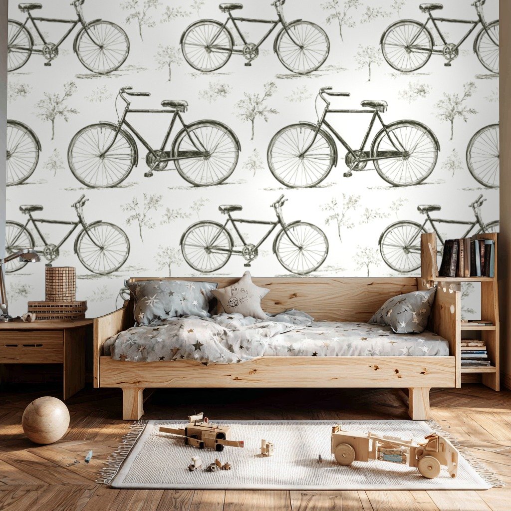 Vintage Cycle Sketch ベージュ wallpaper