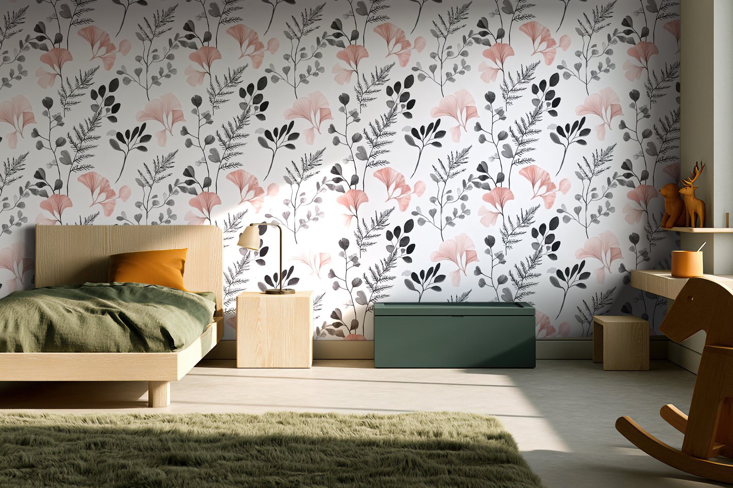Leaf Whisper terracotta wallpaper