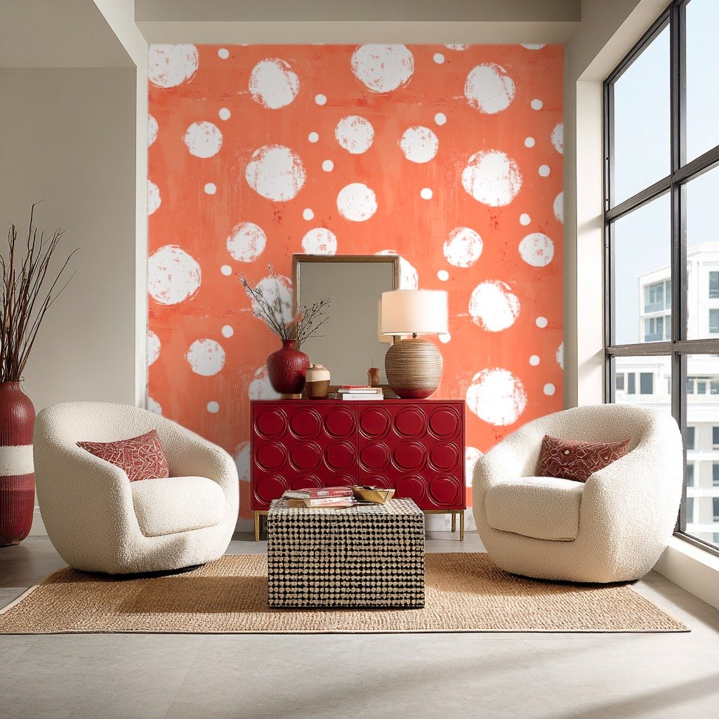 Sunburst Dots rød wallpaper
