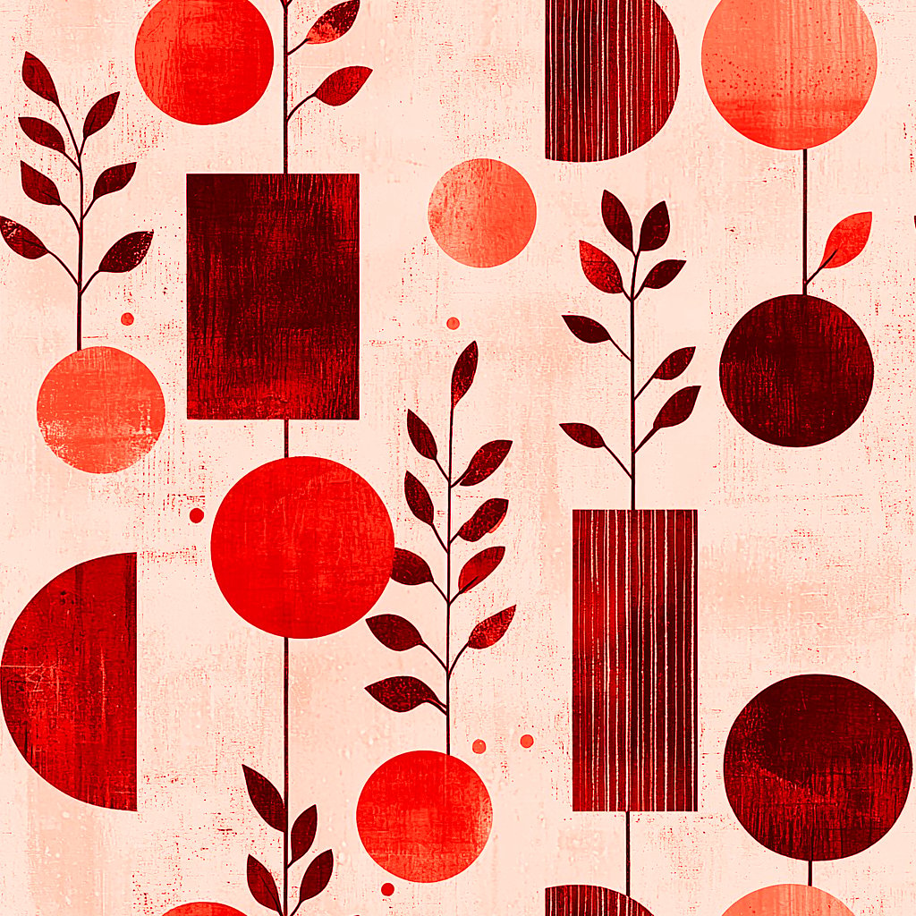 Geometric Garden - Amber roșu wallpaper