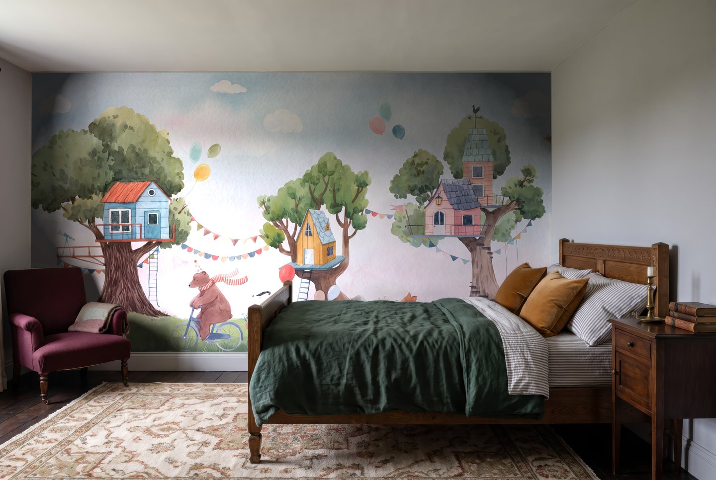 Treehouse Serenade 초록색 mural