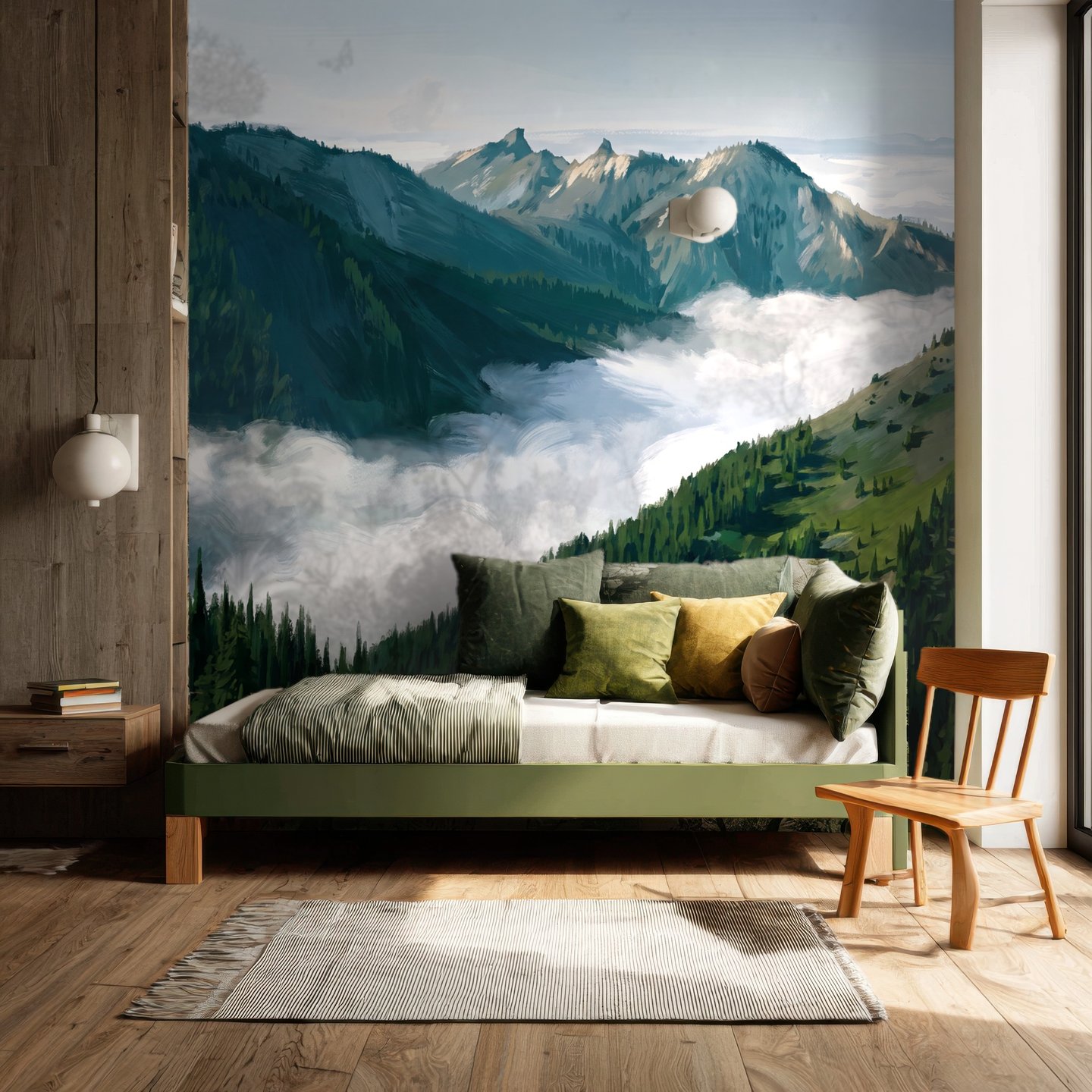 Cloudveil Peaks green mural