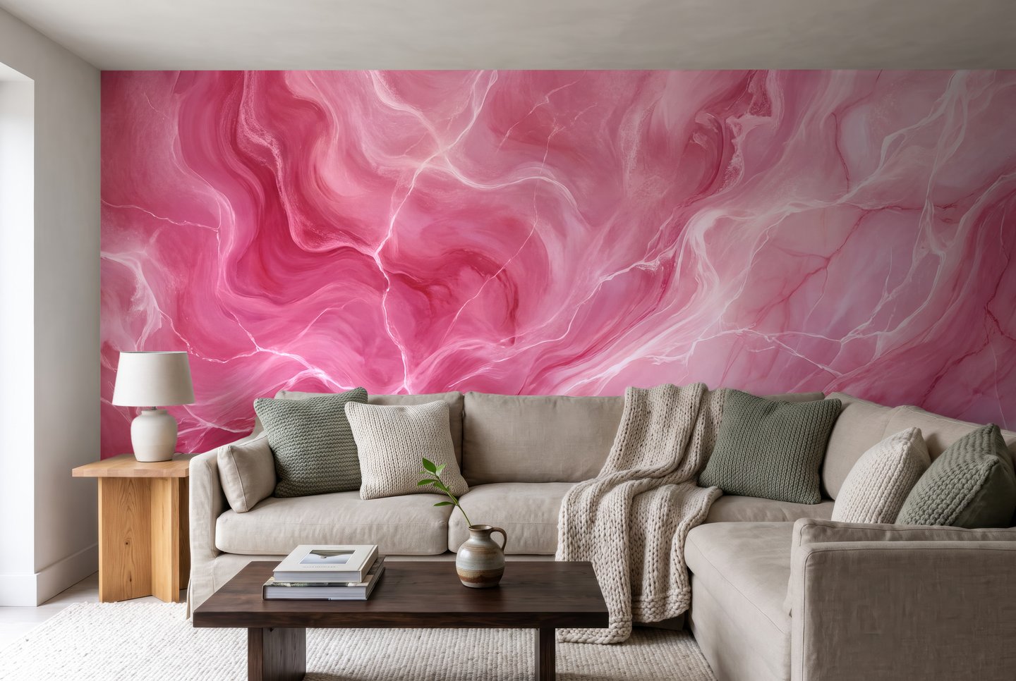 Fuchsia Silk Swirl ピンク mural