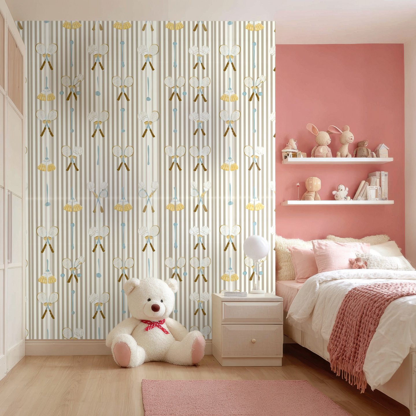 Racketrytme beige wallpaper