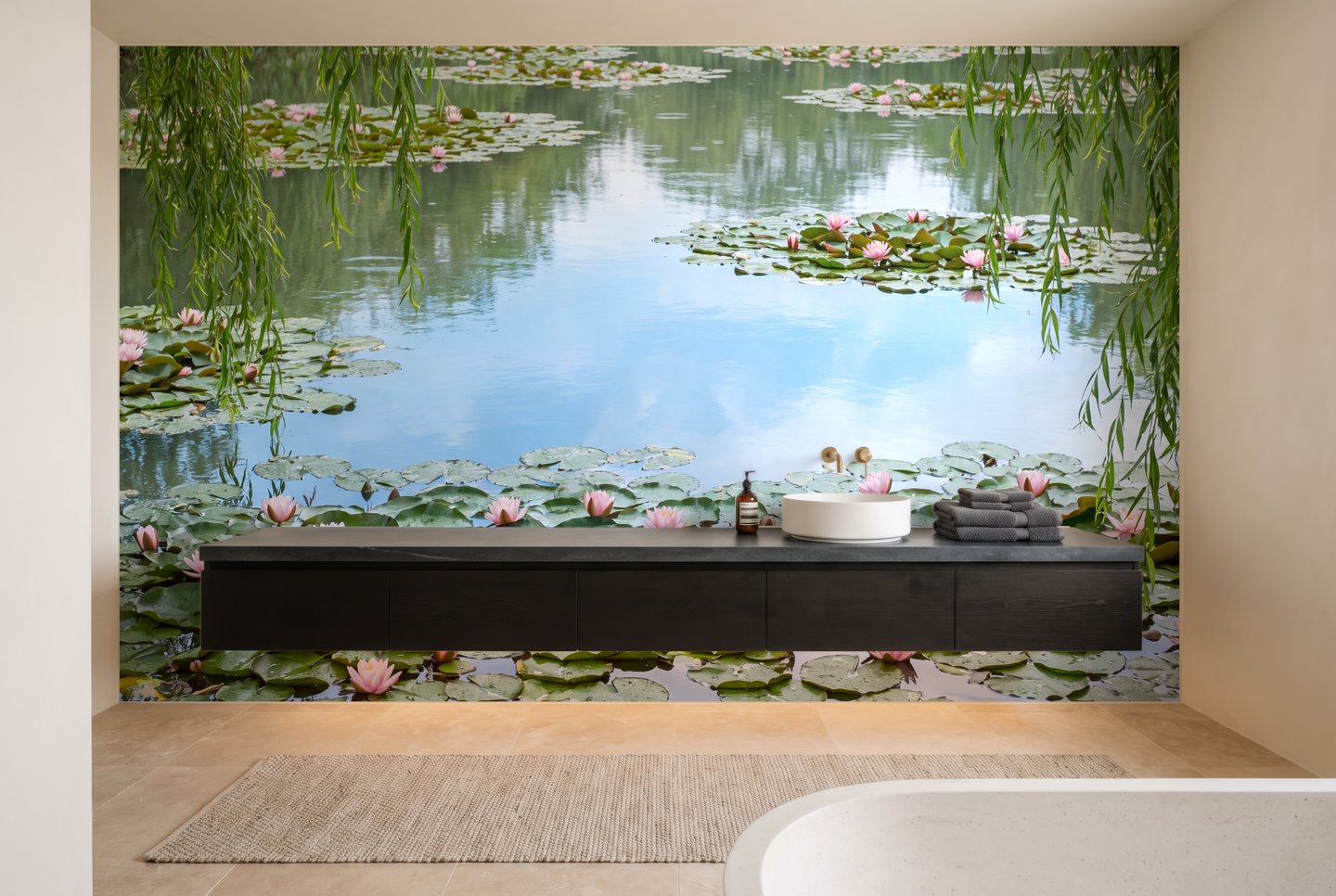 Willow Water Garden 緑 photo wallpaper