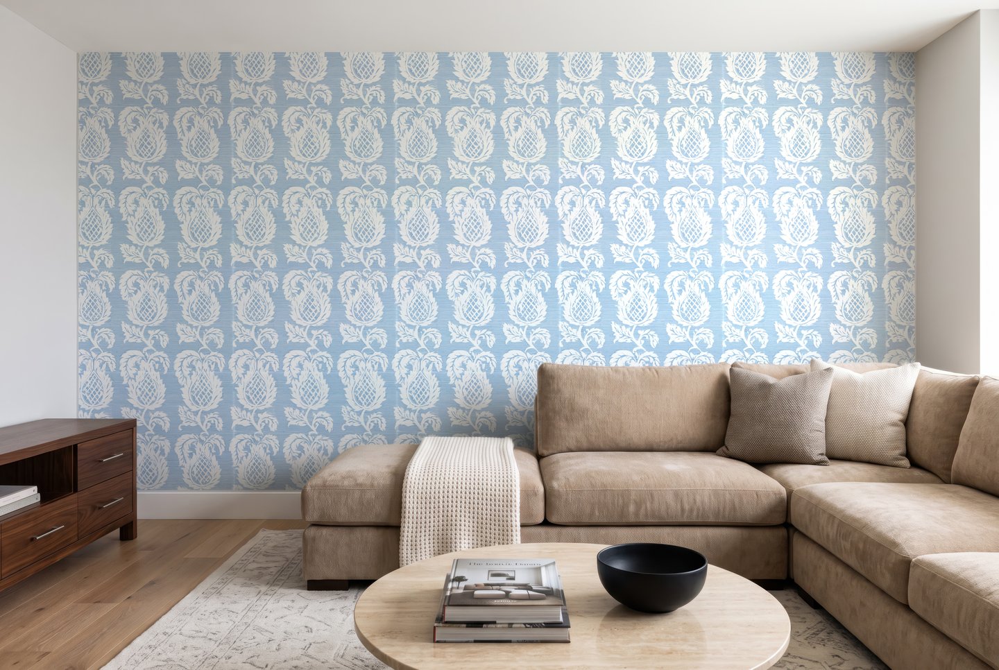 Powder Blue Damask 青 wallpaper