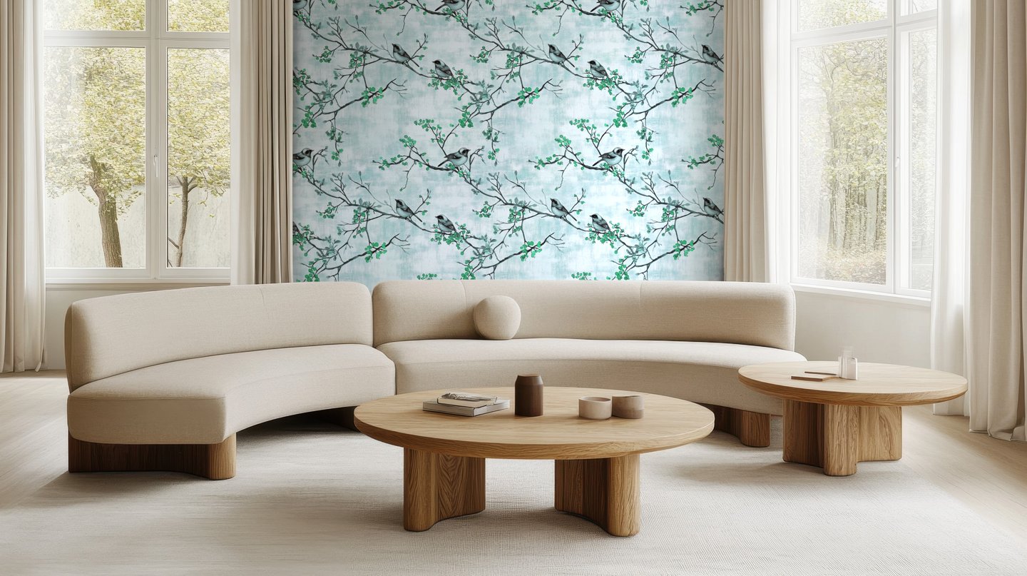 Marquetry blågrønn wallpaper