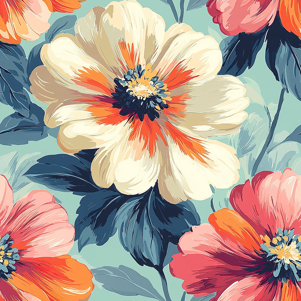 Tropical Bloom - Coral blå wallpaper