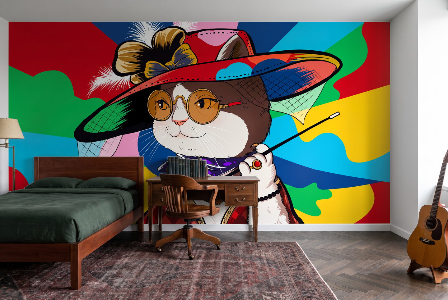 Cat in Red Hat 빨간색 mural