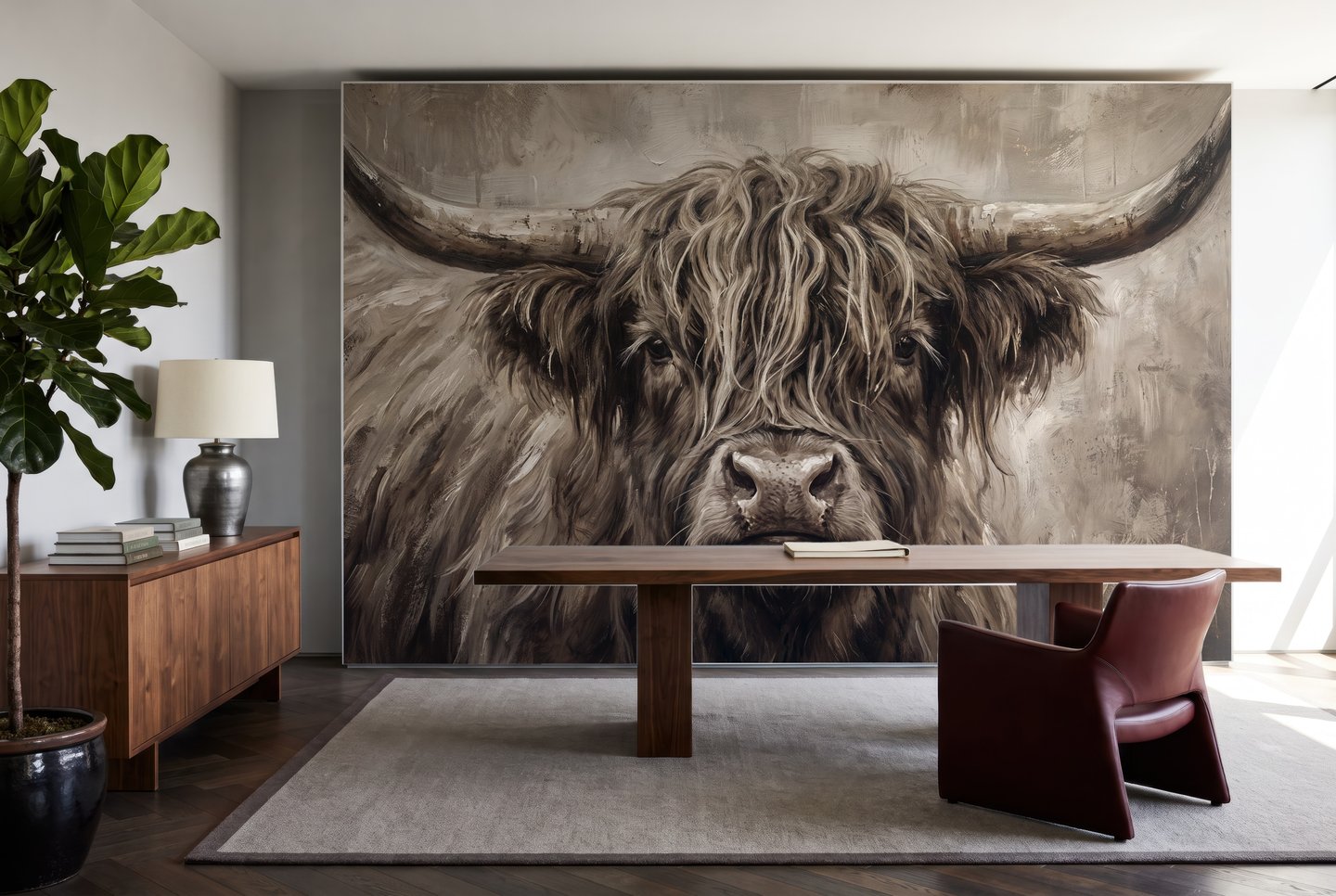 Rugged Highland brun mural