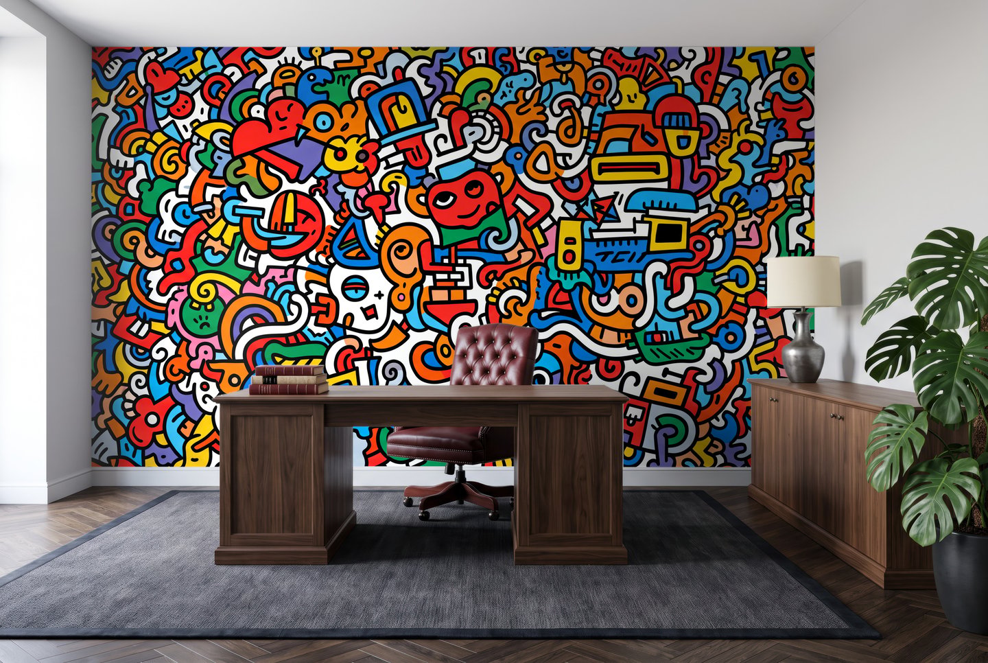 Doodle Pop Graffiti 赤 mural