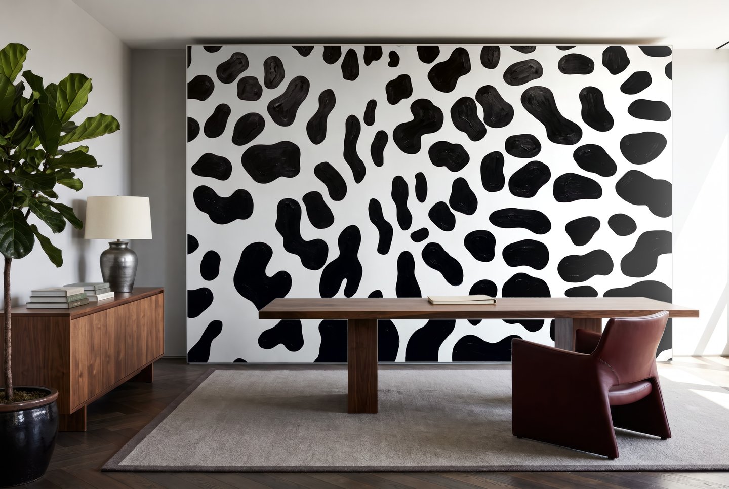 Monochrome Hide Spots svart mural