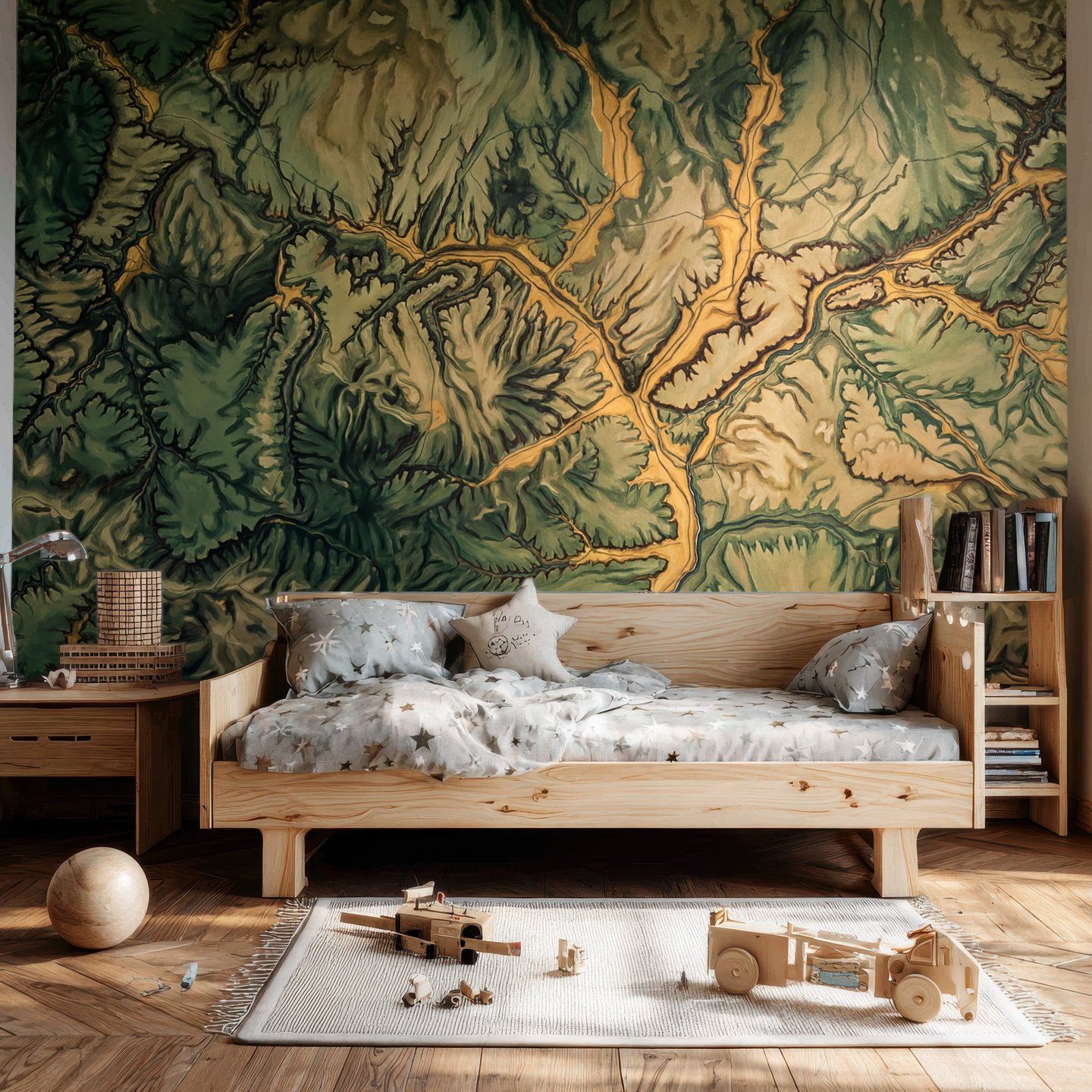 Gilded Jungle Leaves grønn mural