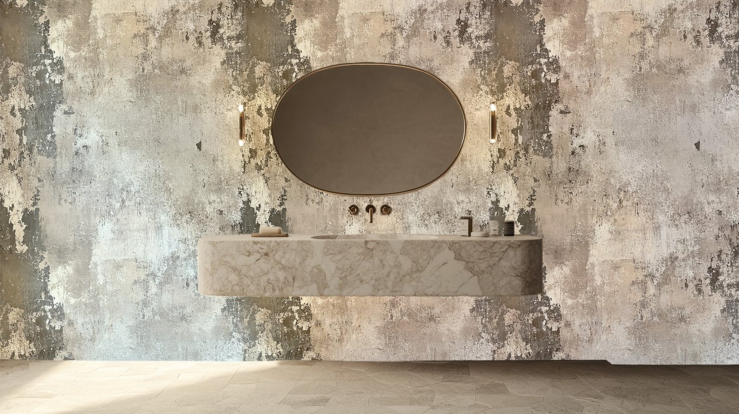 Calico beige wallpaper