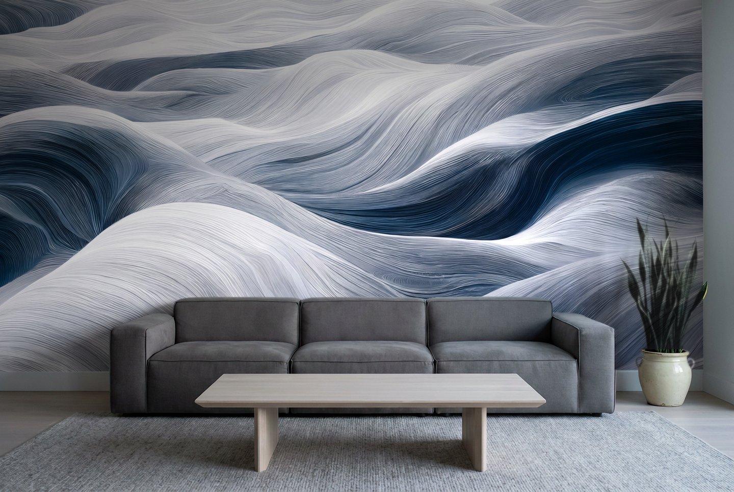 캐스케이드 플로우 회색 mural