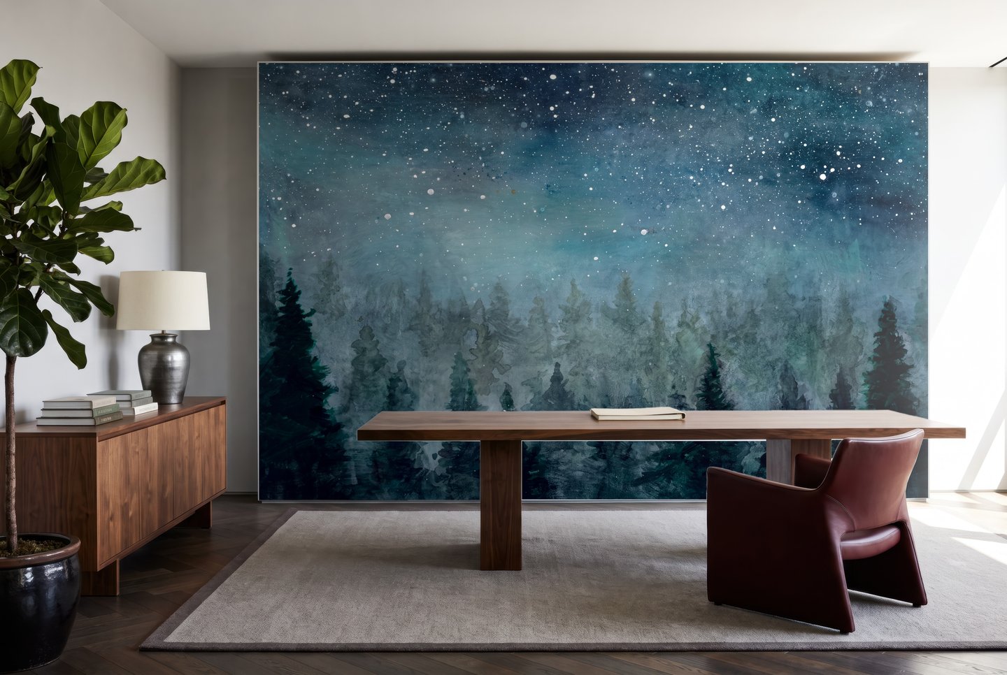 Starry Pine Night 緑 mural