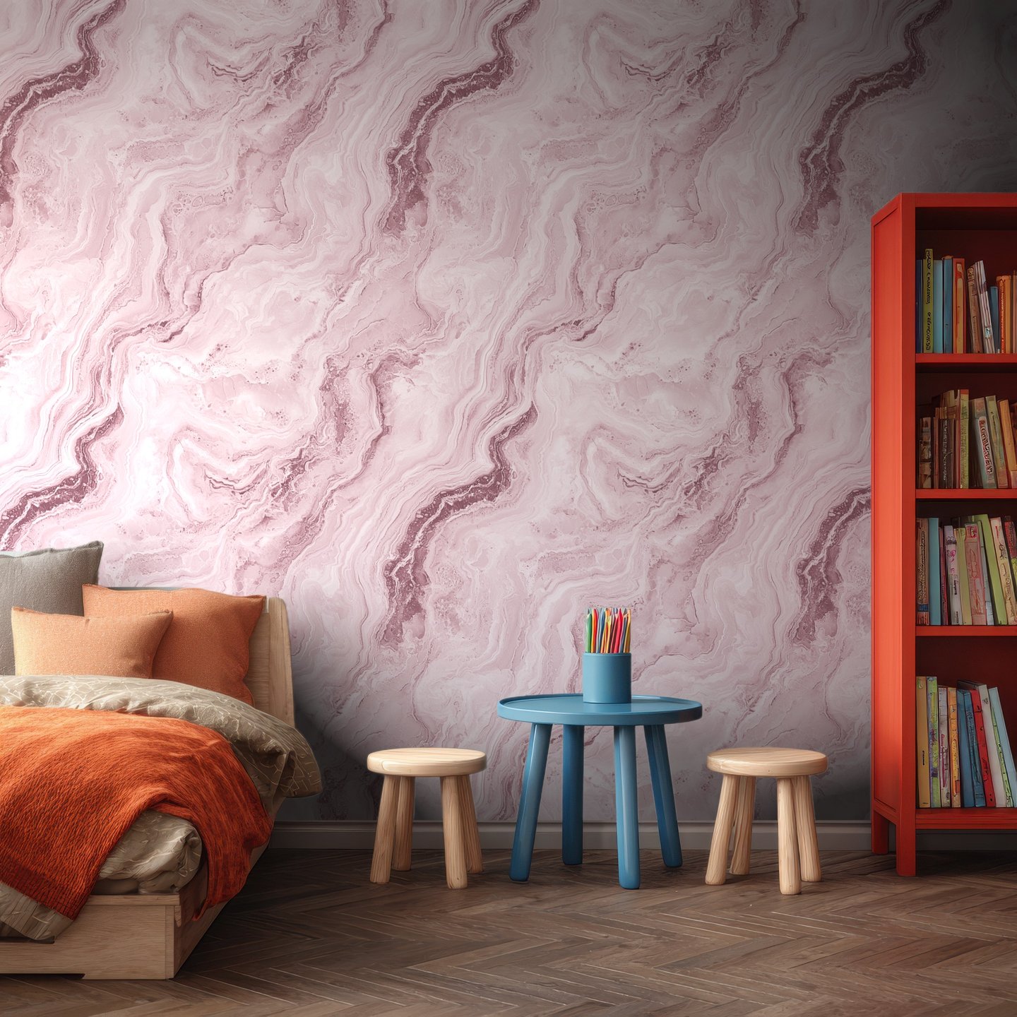 Travertine Swirl rosa wallpaper