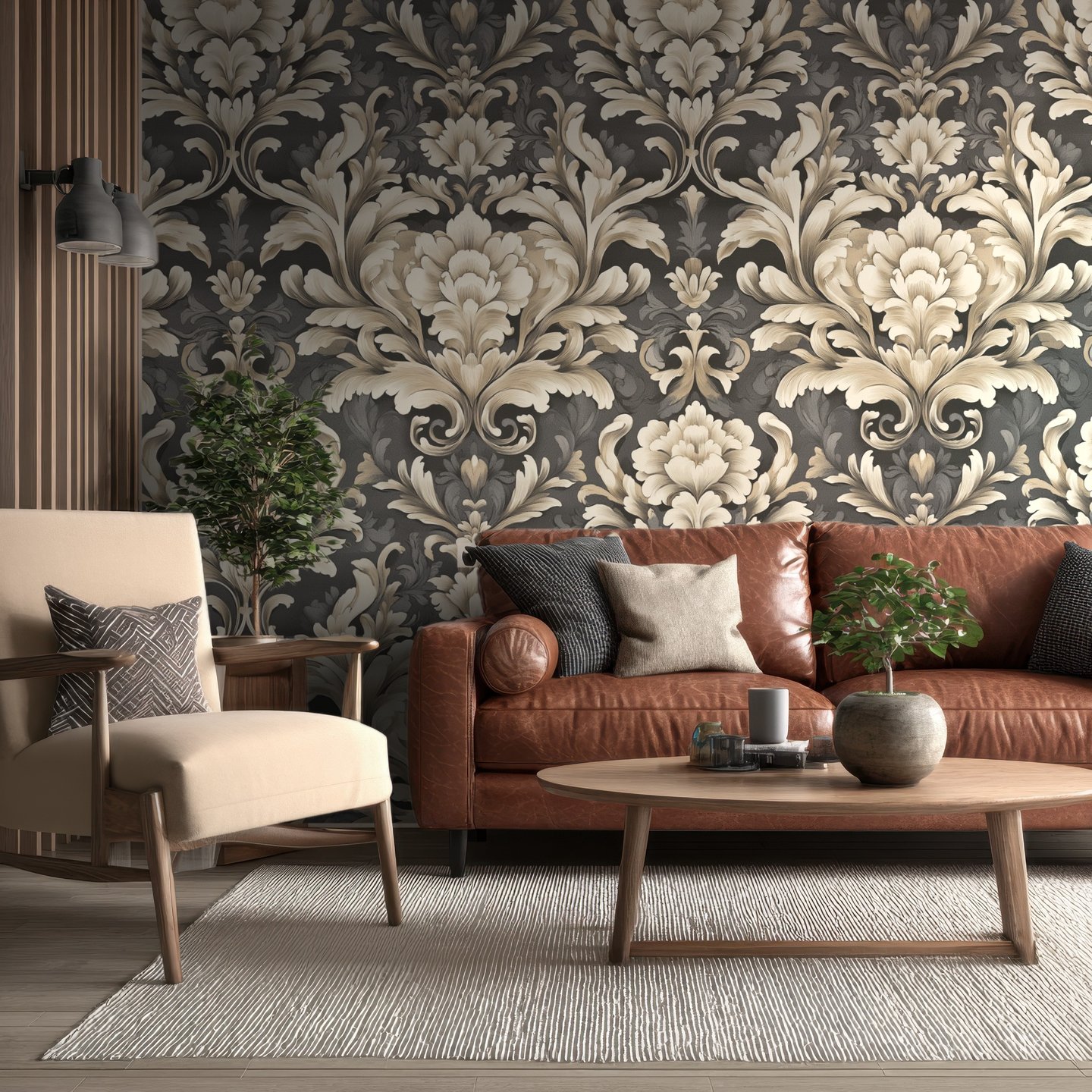 Mythic Whorl beige wallpaper