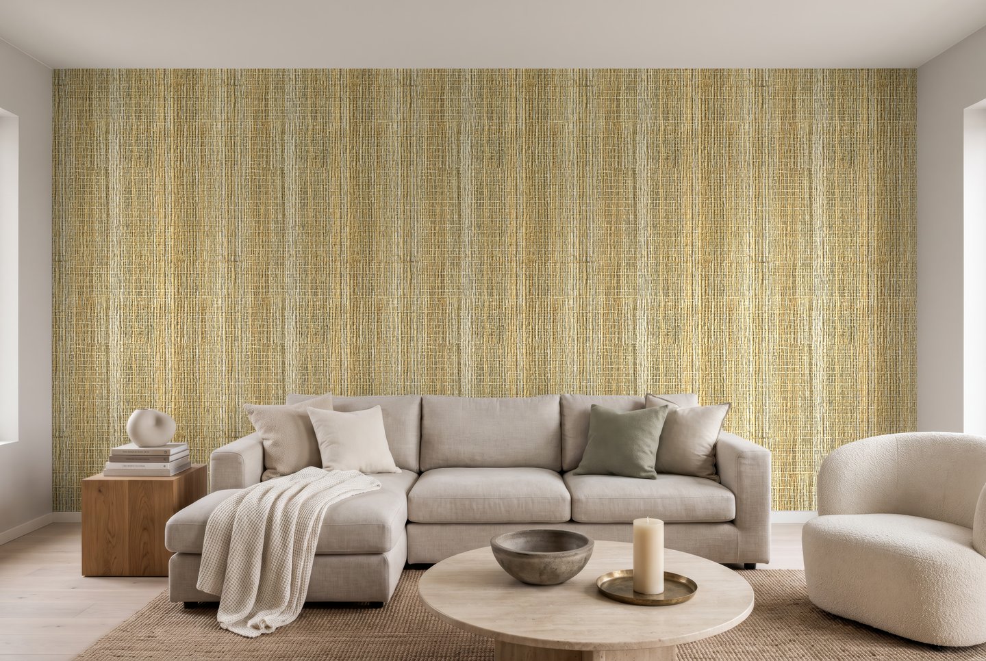 Golden Oak Panels gul wallpaper
