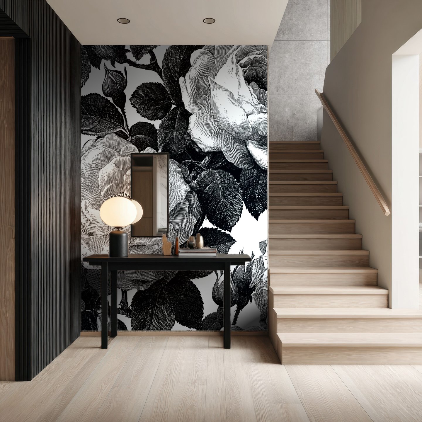 Vellum Rose svart mural