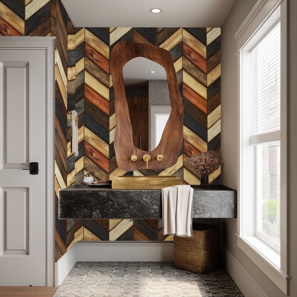 Rustic Chevron Earth 갈색 wallpaper