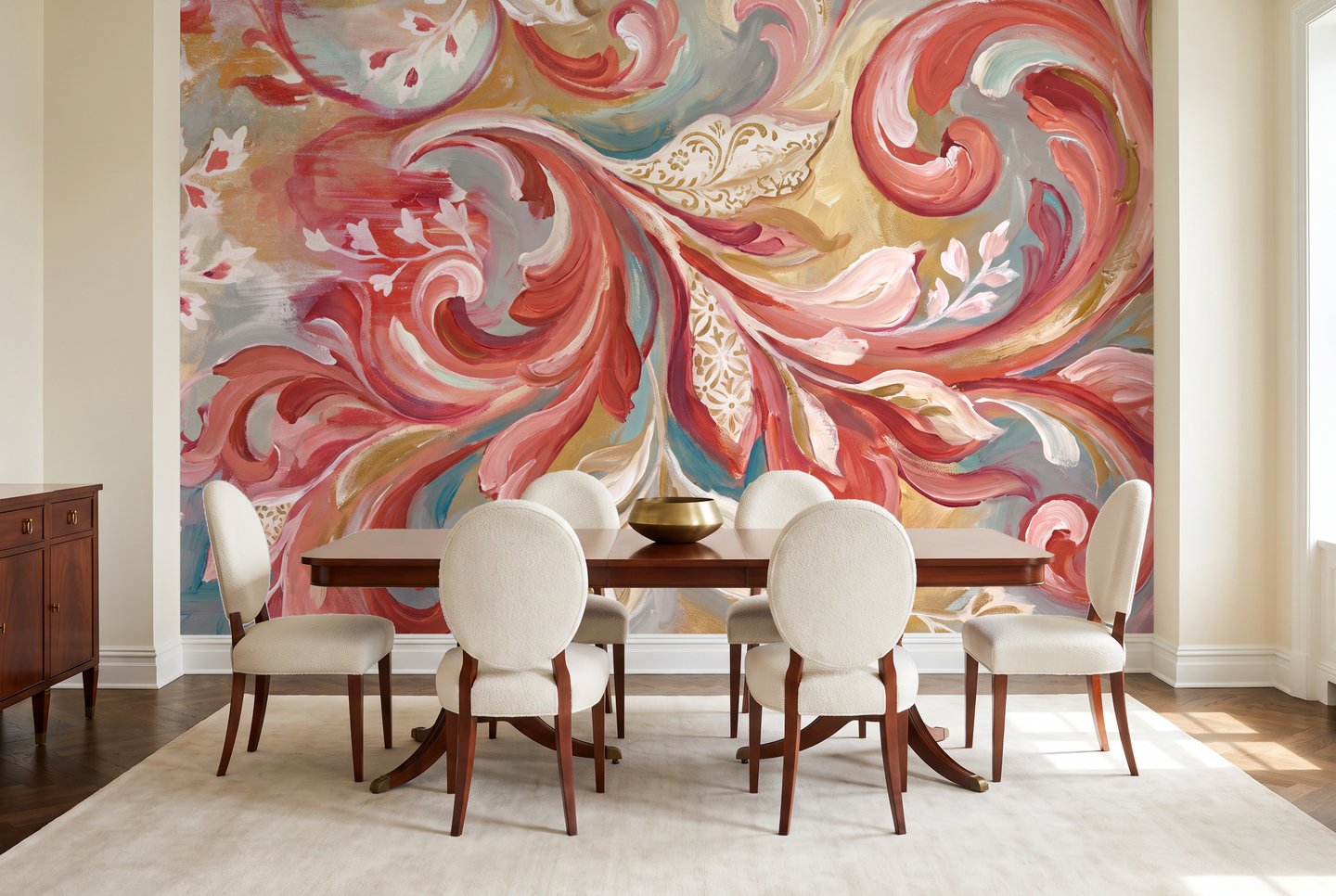새벽 소용돌이 빨간색 mural