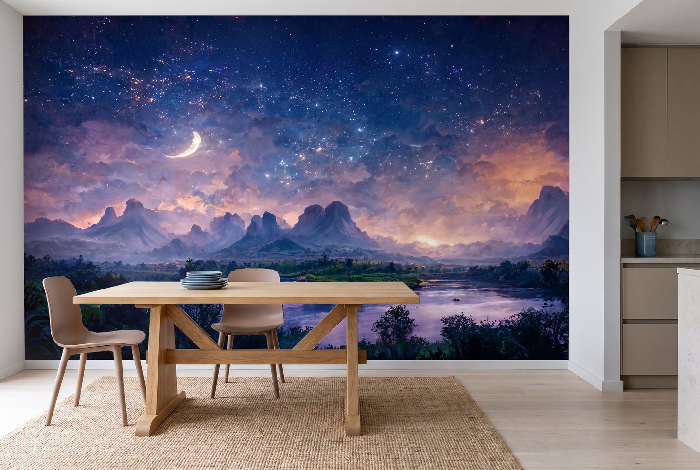 Foliohorisont blå mural