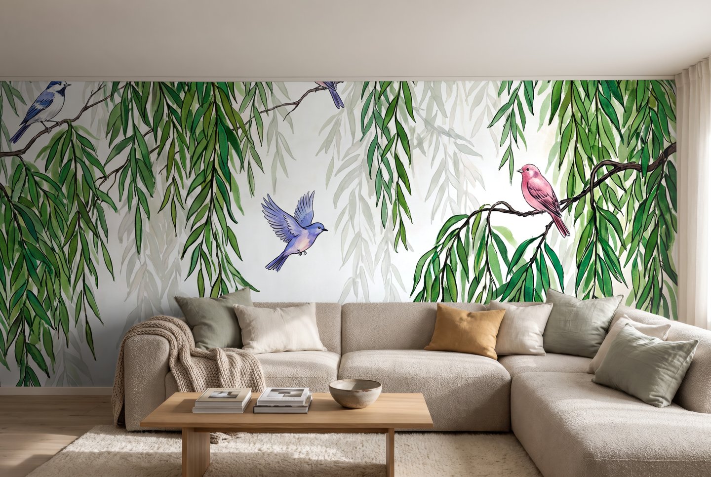 Willow Songbirds 초록색 mural