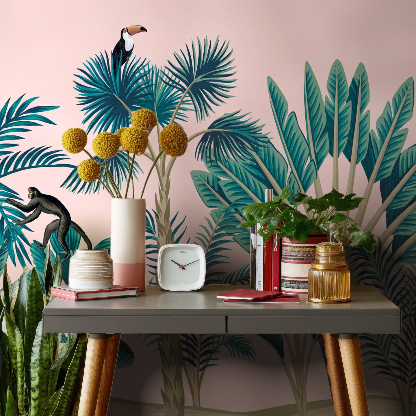 Palm Canopy 분홍색 mural
