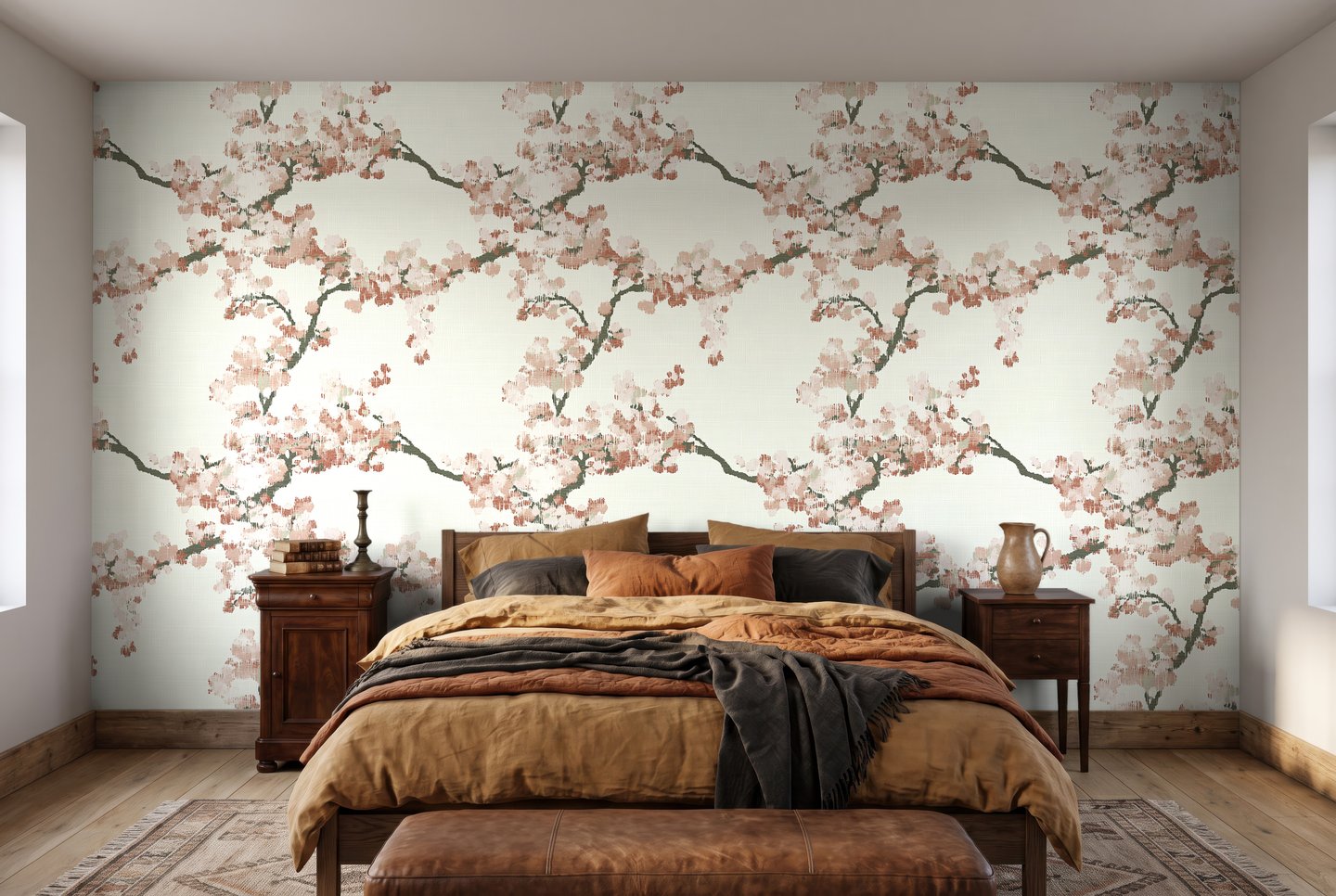Cherry Twig Scatter rosa wallpaper
