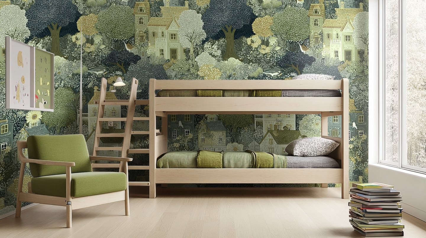 Hviskende lysning oliven wallpaper