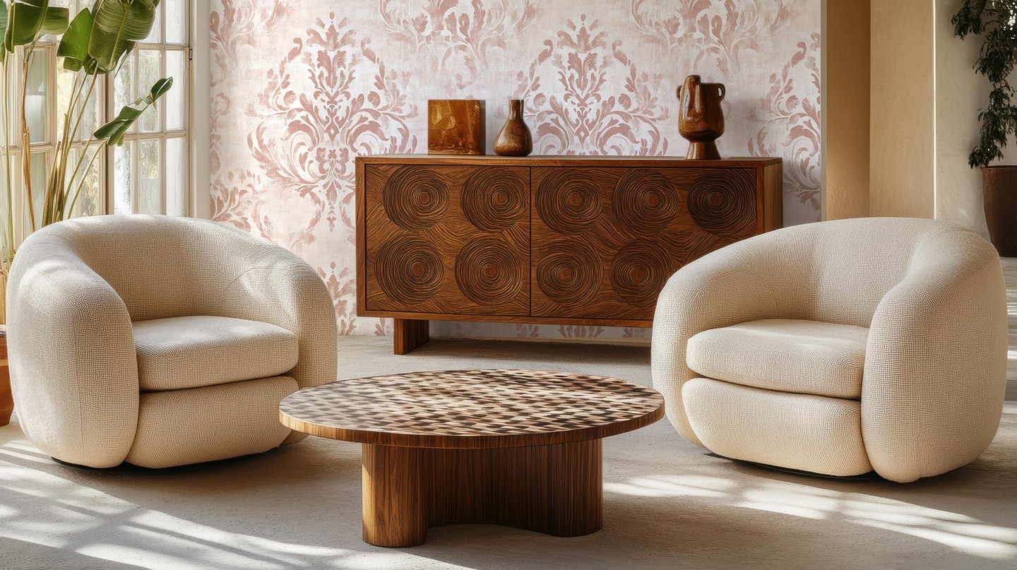 Stucco Grace terrakotta wallpaper