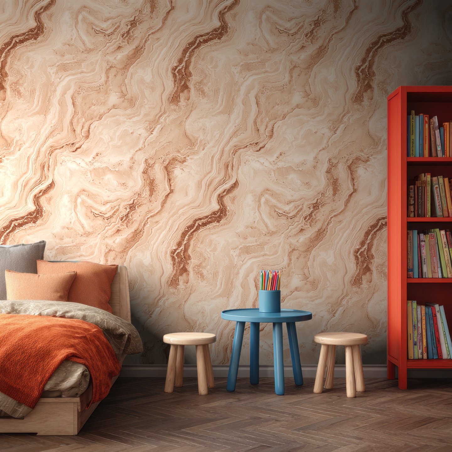 Travertine Swirl テラコッタ wallpaper